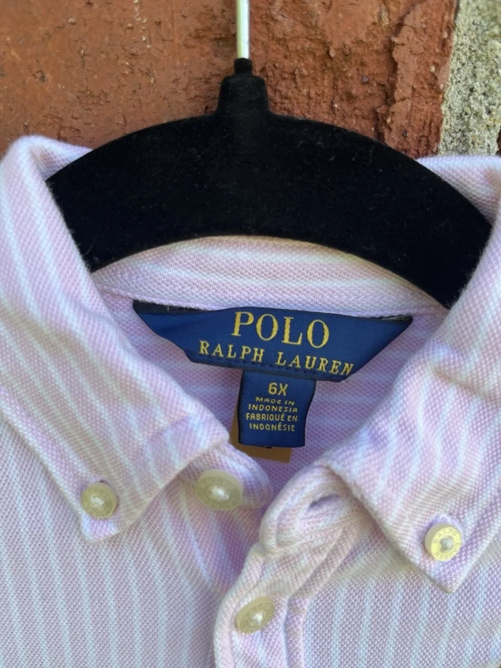 Girls’ Polo Ralph Lauren Drop-Waist Shirt Dress Pink Stripe 6X Good
